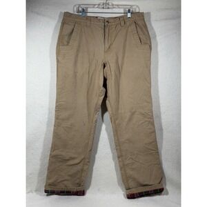 Mountain Khakis Relaxed Fit Pants‎ Mens 38x36 Tan Plaid Lined Outdoorsy Workwear